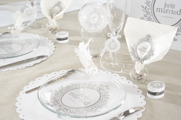 6 sets de table napperons Just Married table mariage 6 sets de table napperons Just Married table mariage