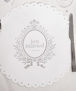 6 sets de table napperons Just Married table mariage