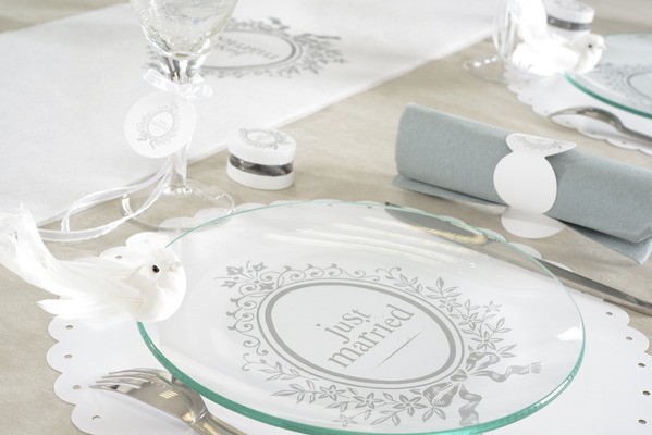 6 sets de table napperons Just Married table mariage 6 sets de table napperons Just Married table mariage