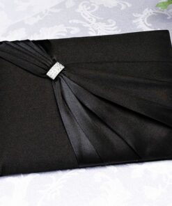 Livre d'or satin noir boucle strass diamant