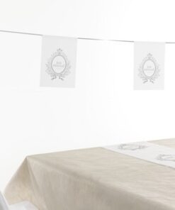 Banderole déco mariage Just Married gris blanc 6M