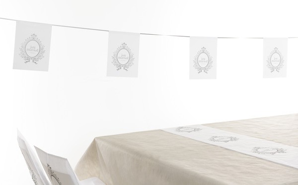 Banderole déco mariage Just Married gris blanc 6M Banderole déco mariage Just Married gris blanc 6M