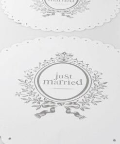 6 sets de table napperons Just Married table mariage