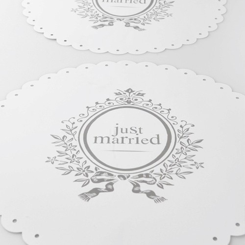 6 sets de table napperons Just Married table mariage 6 sets de table napperons Just Married table mariage