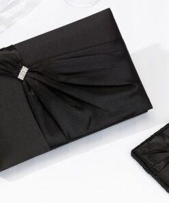 Livre d'or satin noir boucle strass diamant