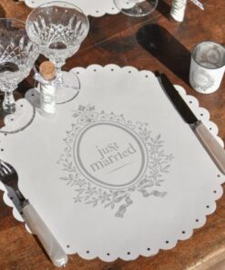 6 sets de table napperons Just Married table mariage