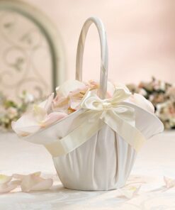 Grand panier corbeilles à pétales ivoire en satin