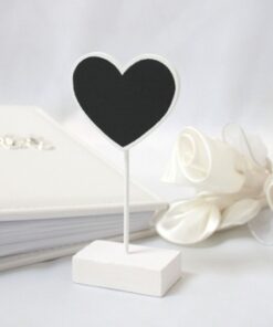 6 marque-places ou table ardoise coeur blanc