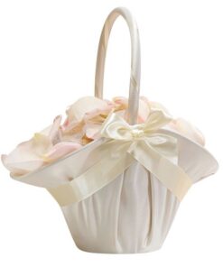 Grand panier corbeilles à pétales ivoire en satin