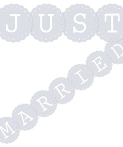 Banderole mariage vintage fanions Just Married blanc 3M50