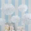 5 pompons boules en papier blanc DIY