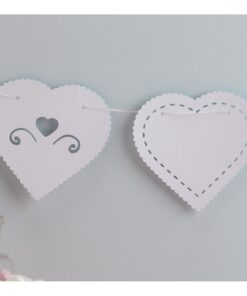 Grande Guirlande fanions mariage coeurs blanc