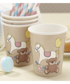 8 Gobelets cheval à bascule ourson baby shower