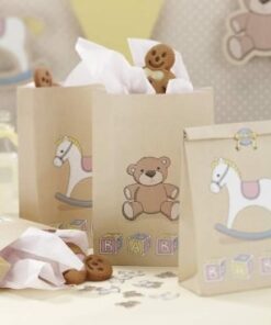 5 pochettes cadeaux cheval à bascule sachets baby shower