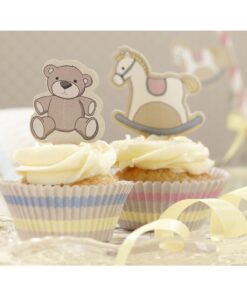 Kit cupcakes ourson et cheval à bascule baby shower
