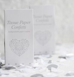 Confettis mariage coeur blanc et argent