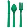 18 couverts en plastique vert fonce noel table enfant