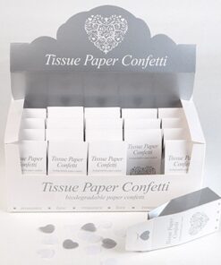 Confettis mariage coeur blanc et argent