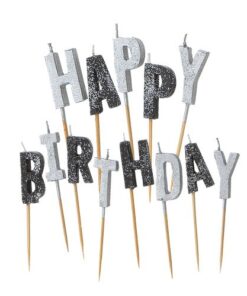 Bougies anniversaire Happy Birthday noir