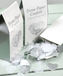 Confettis mariage coeur blanc et argent