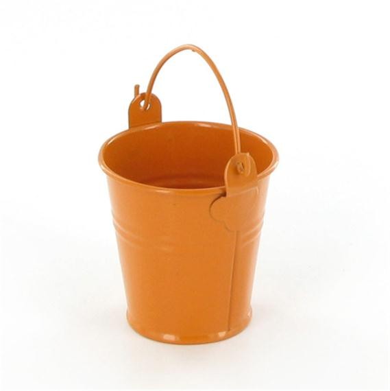 Petits seaux à dragées pot en métal orange Petits seaux à dragées pot en métal orange