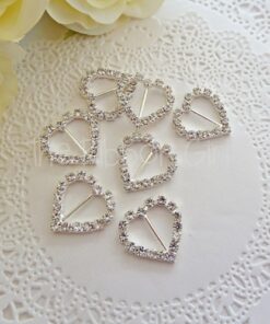 2 petites boucle attache strass diamant coeur breloque
