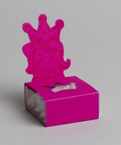 10 Boîte à dragées carré Princesse baptême rose fuchsia