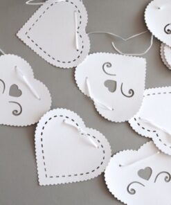 Grande Guirlande fanions mariage coeurs blanc