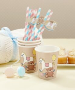 8 Gobelets cheval à bascule ourson baby shower