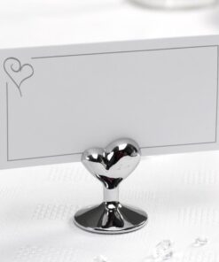 Marque place porte nom mariage coeur argenté