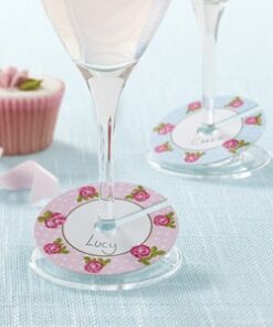 Marque place verre liberty fleuri rose (x10)