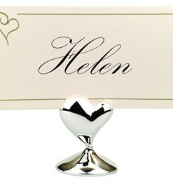 Marque place porte nom mariage coeur argenté