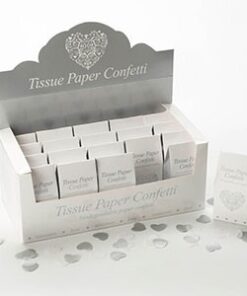 Confettis mariage coeur blanc et argent