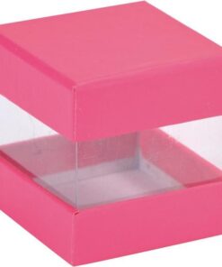 6 boîtes cube dragées rose fuchsia
