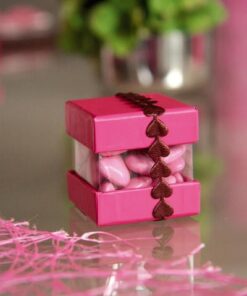 6 boîtes cube dragées rose fuchsia