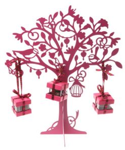 6 boîtes cube dragées rose fuchsia