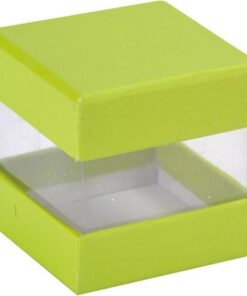 6 Boîte cube dragées vert anis transparent