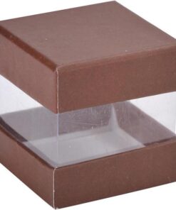 Boîte cube dragées marron chocolat (par 6)