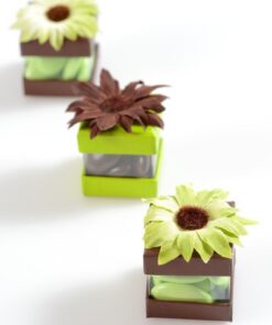 Boîte cube dragées marron chocolat (par 6)