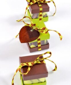 Boîte cube dragées marron chocolat (par 6)