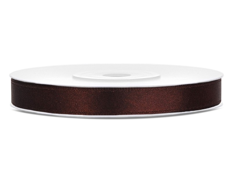 25M ruban de satin 6mm brun chocolat bobine 25M ruban de satin 6mm brun chocolat bobine
