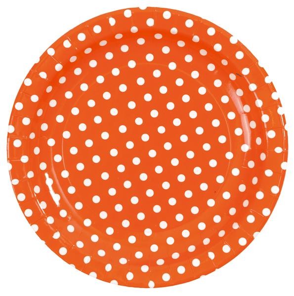 Lot 10 assiettes orange pois blanc Lot 10 assiettes orange pois blanc
