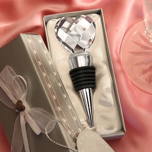 Cadeau invité Bouchon bouteille coeur cristal Cadeau invité Bouchon bouteille coeur cristal