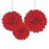 3 déco à suspendre pompons rouge 40cm
