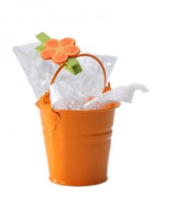 Petits seaux à dragées pot en métal orange