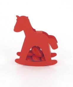 10 Boîtes dragées baptême cheval rouge
