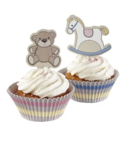 Kit cupcakes ourson et cheval à bascule baby shower