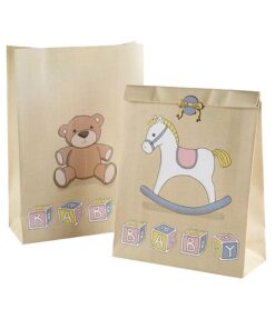 5 pochettes cadeaux cheval à bascule sachets baby shower