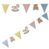Baby shower Banderole fanion cheval à bascule ourson