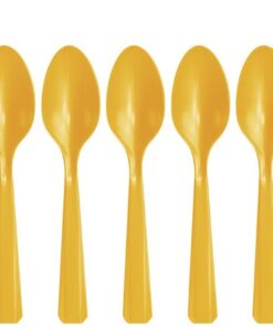 20 cuillères en plastique jaune vif réutilisable